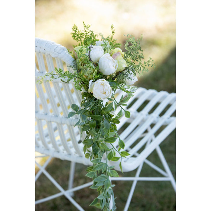 J-Line Stoel Rachel buiten metaal/rattan wit-Eetkamerstoelen-J-Line