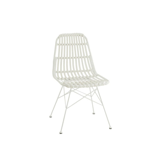 J-Line Stoel Rachel buiten metaal/rattan wit-Eetkamerstoelen-J-Line