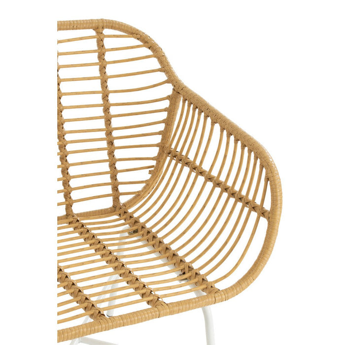 J-Line Stoel Rachelle buiten metaal/rattan naturel/wit-Eetkamerstoelen-J-Line