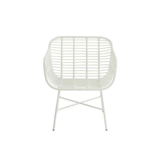 J-Line Stoel Rachelle buiten metaal/rattan wit-Eetkamerstoelen-J-Line
