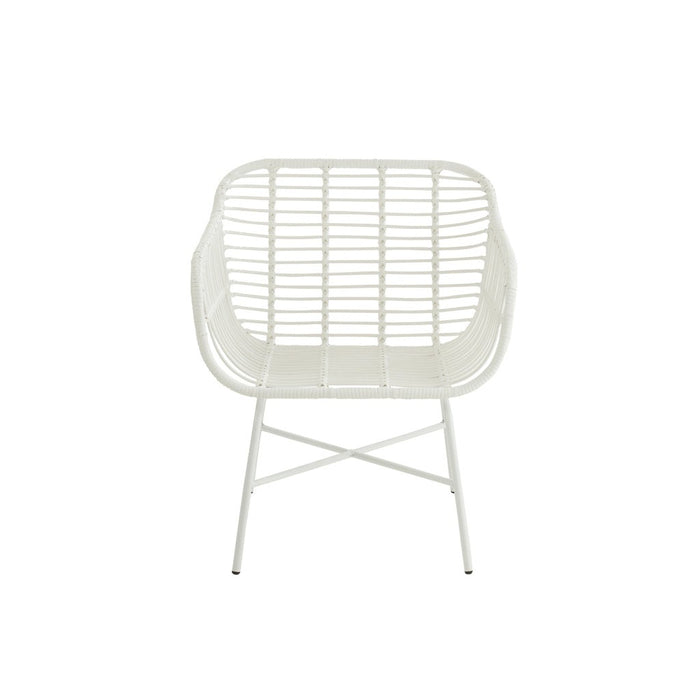 J-Line Stoel Rachelle buiten metaal/rattan wit-Eetkamerstoelen-J-Line