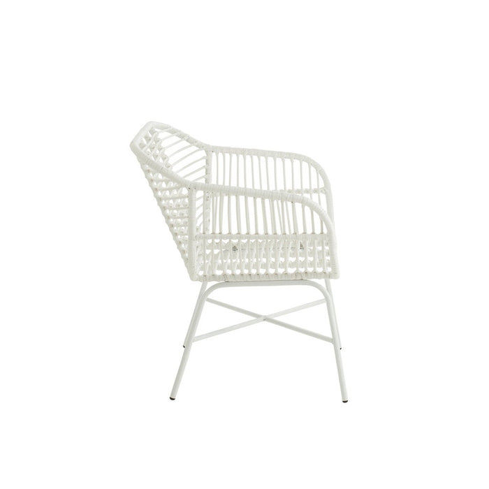 J-Line Stoel Rachelle buiten metaal/rattan wit-Eetkamerstoelen-J-Line