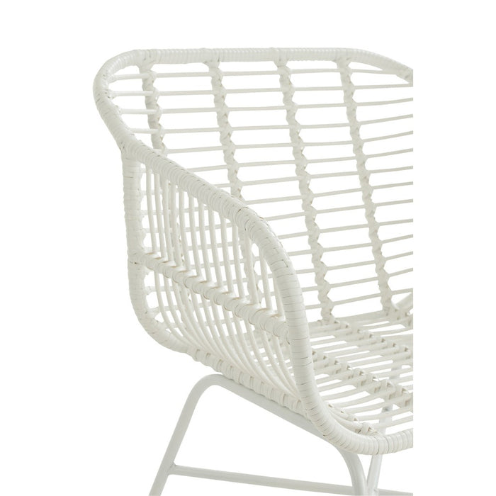 J-Line Stoel Rachelle buiten metaal/rattan wit-Eetkamerstoelen-J-Line
