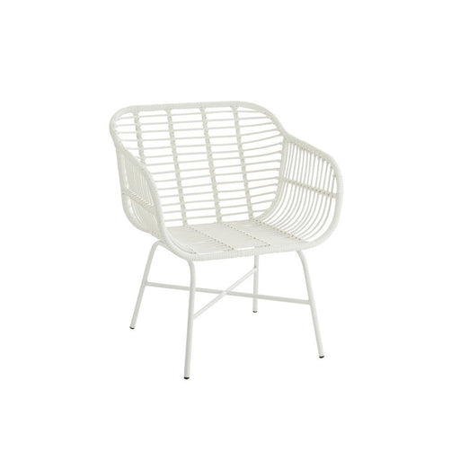 J-Line Stoel Rachelle buiten metaal/rattan wit-Eetkamerstoelen-J-Line