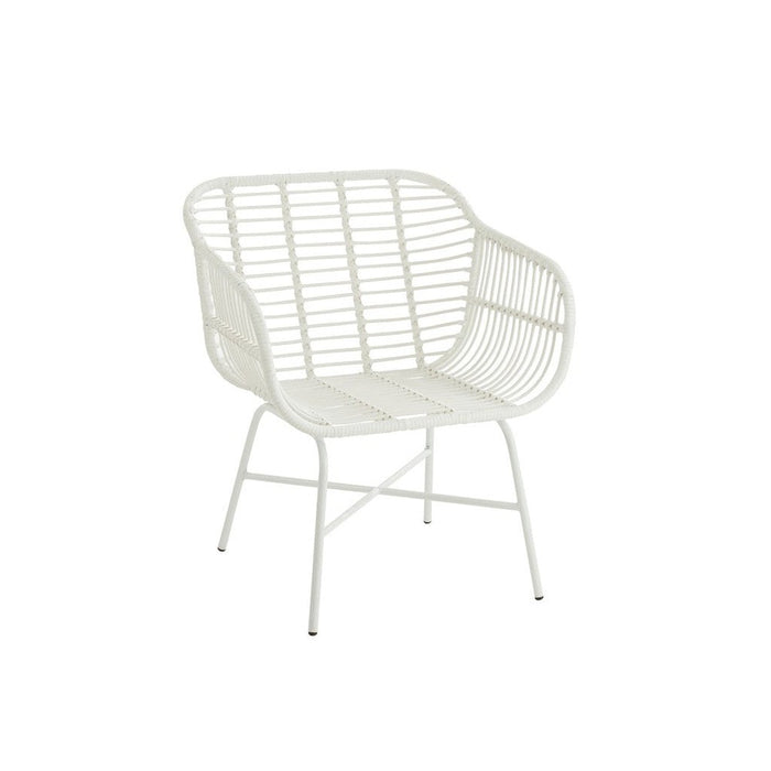 J-Line Stoel Rachelle buiten metaal/rattan wit-Eetkamerstoelen-J-Line