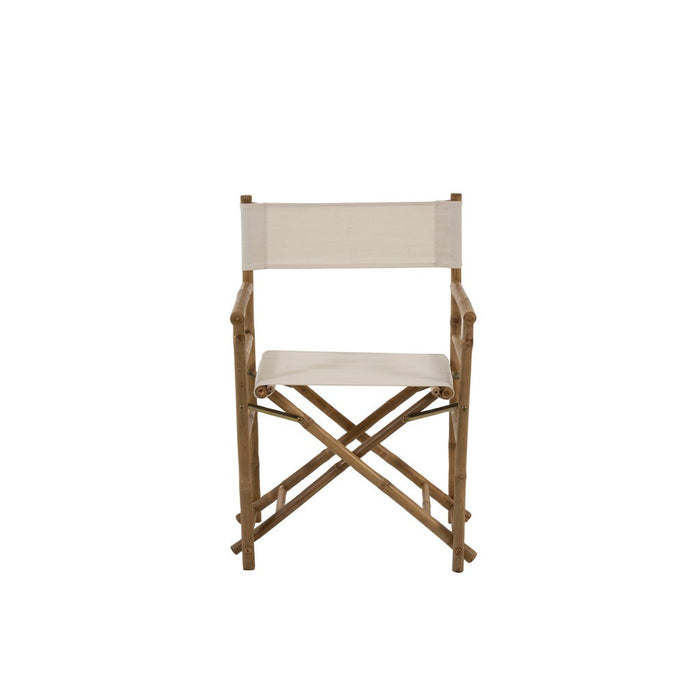 J-Line Stoel Regisseur plooibaar bamboe+textiel naturel+wit-Eetkamerstoelen-J-Line