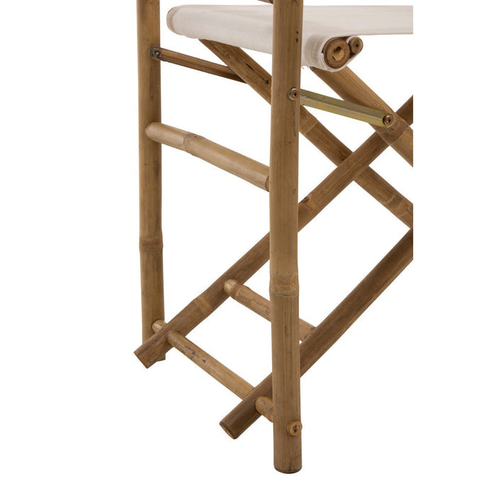 J-Line Stoel Regisseur plooibaar bamboe+textiel naturel+wit-Eetkamerstoelen-J-Line