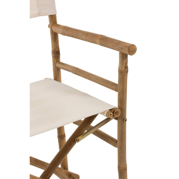 J-Line Stoel Regisseur plooibaar bamboe+textiel naturel+wit-Eetkamerstoelen-J-Line