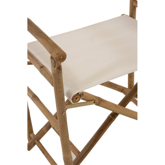 J-Line Stoel Regisseur plooibaar bamboe+textiel naturel+wit-Eetkamerstoelen-J-Line
