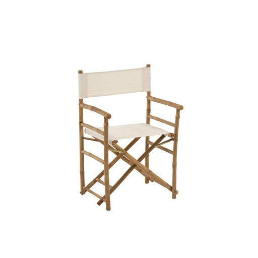 J-Line Stoel Regisseur plooibaar bamboe+textiel naturel+wit-Eetkamerstoelen-J-Line