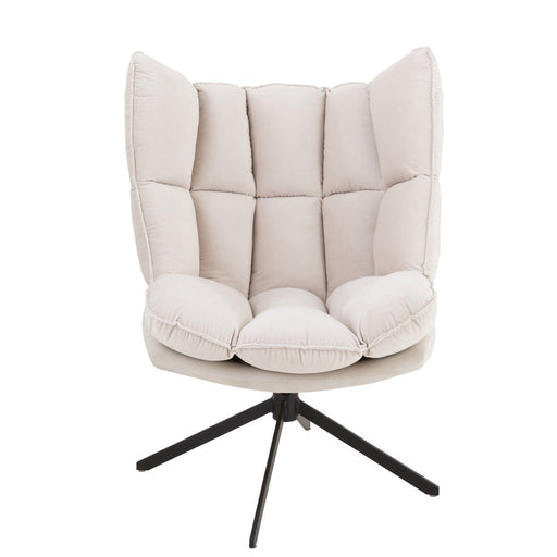 J-Line Stoel Relax kussen op frame textiel/metaal beige-Fauteuils-J-Line