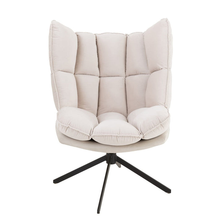 J-Line Stoel Relax kussen op frame textiel/metaal beige-Fauteuils-J-Line