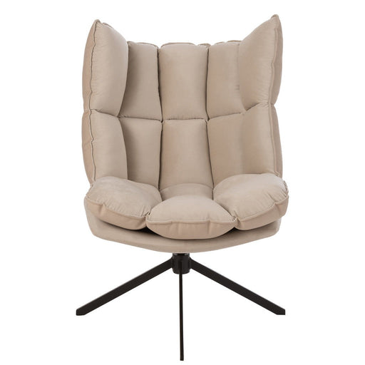 J-Line Stoel Relax kussen op frame textiel/metaal beige-Fauteuils-J-Line