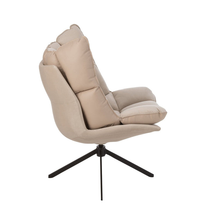 J-Line Stoel Relax kussen op frame textiel/metaal beige-Fauteuils-J-Line