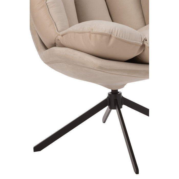 J-Line Stoel Relax kussen op frame textiel/metaal beige-Fauteuils-J-Line