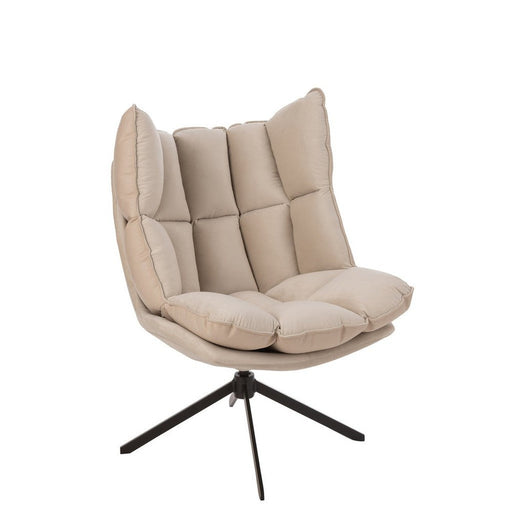 J-Line Stoel Relax kussen op frame textiel/metaal beige-Fauteuils-J-Line