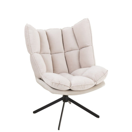 J-Line Stoel Relax kussen op frame textiel/metaal beige-Fauteuils-J-Line