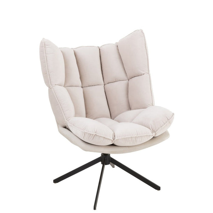 J-Line Stoel Relax kussen op frame textiel/metaal beige-Fauteuils-J-Line