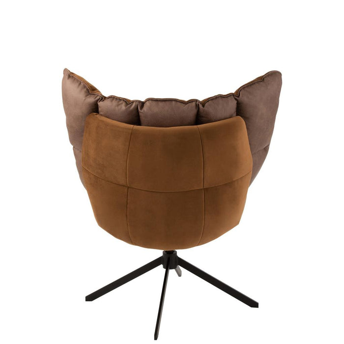 J-Line Stoel Relax kussen op frame textiel/metaal bruin-Fauteuils-J-Line