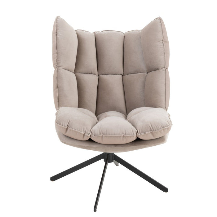 J-Line Stoel Relax kussen op frame textiel/metaal extra licht grijs-Fauteuils-J-Line
