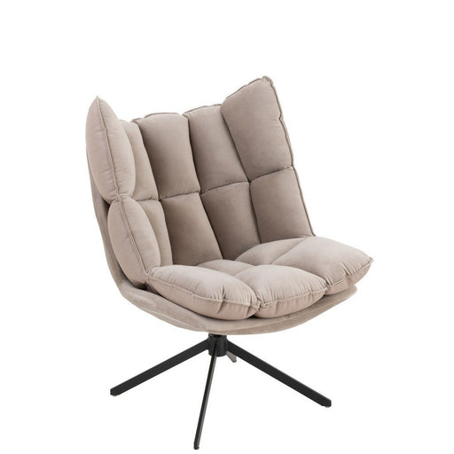J-Line Stoel Relax kussen op frame textiel/metaal extra licht grijs-Fauteuils-J-Line