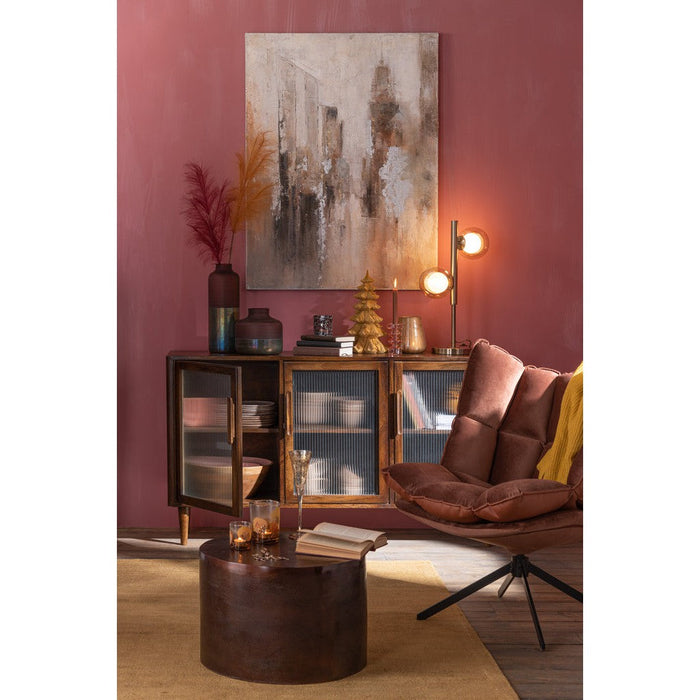 J-Line Stoel Relax kussen op frame textiel/metaal roest bruin-Fauteuils-J-Line