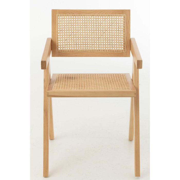 J-Line Stoel Rooster essenhout/rattan naturel-Eetkamerstoelen-J-Line