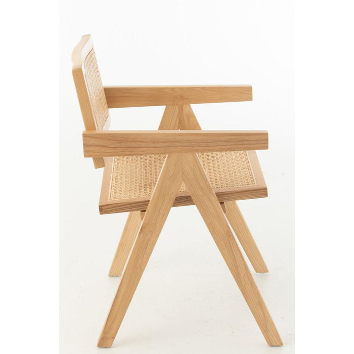 J-Line Stoel Rooster essenhout/rattan naturel-Eetkamerstoelen-J-Line