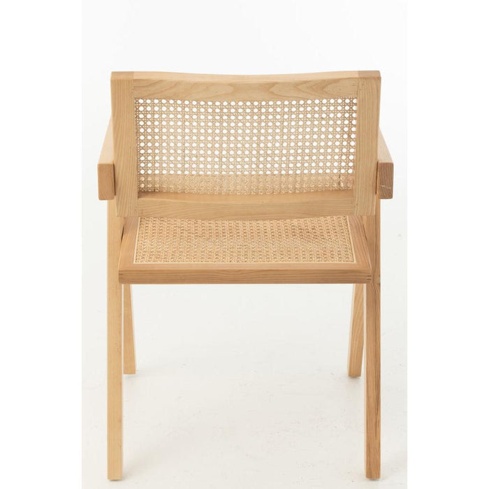J-Line Stoel Rooster essenhout/rattan naturel-Eetkamerstoelen-J-Line