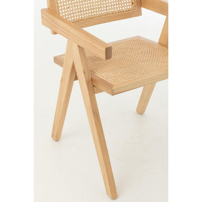 J-Line Stoel Rooster essenhout/rattan naturel-Eetkamerstoelen-J-Line