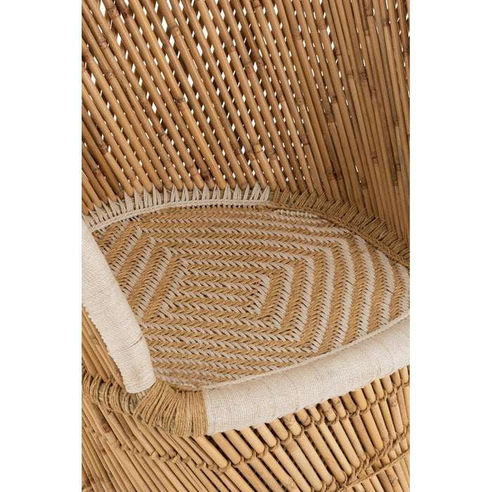 J-Line Stoel Rugsteun bamboe natural/wit volwassene-Eetkamerstoelen-J-Line