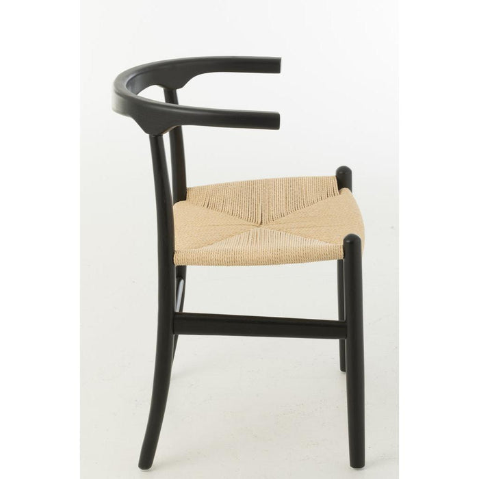 J-Line Stoel Toon beukenhout/touw zwart-Eetkamerstoelen-J-Line