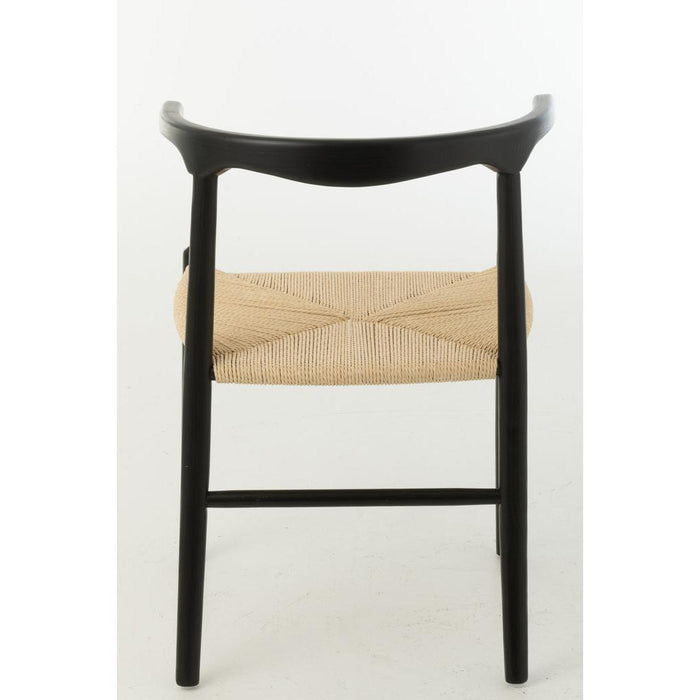 J-Line Stoel Toon beukenhout/touw zwart-Eetkamerstoelen-J-Line
