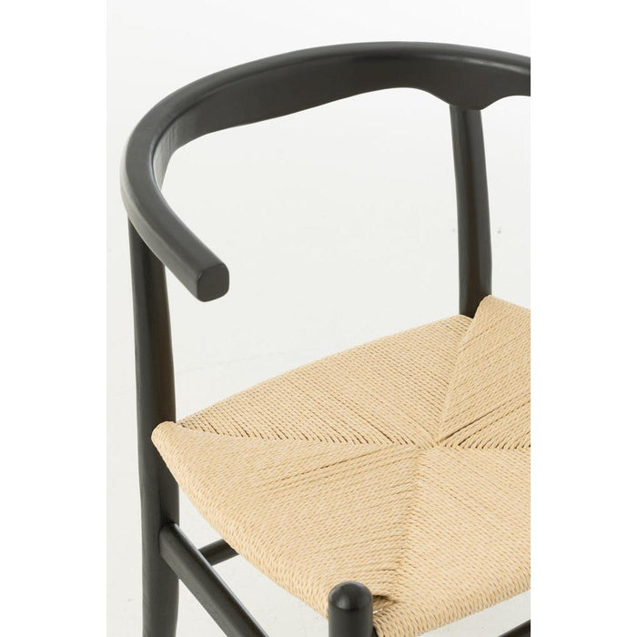 J-Line Stoel Toon beukenhout/touw zwart-Eetkamerstoelen-J-Line