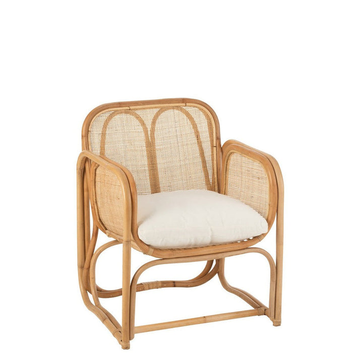 J-Line Stoel+kussen Casablanca rotan naturel-Eetkamerstoelen-J-Line