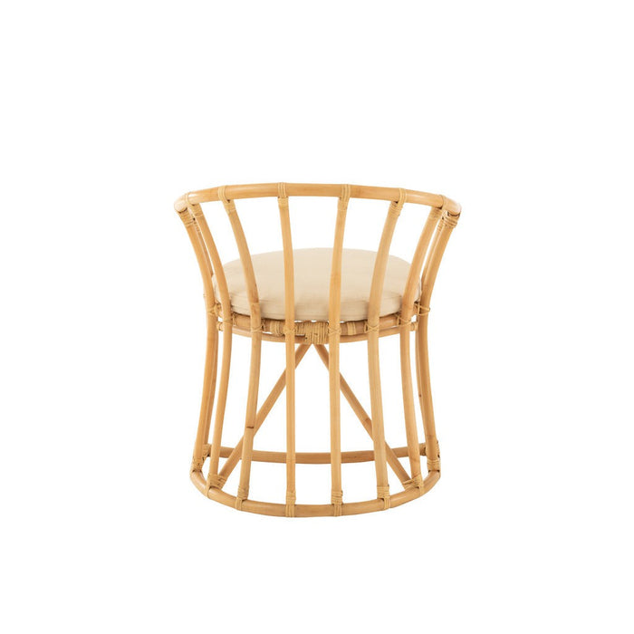 J-Line Stoel+kussen Rotan/textiel naturel/wit-Eetkamerstoelen-J-Line