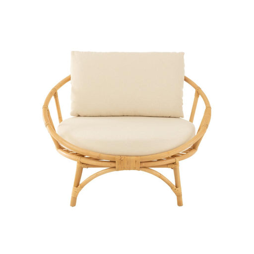 J-Line Stoel+kussen Rotan/textiel naturel/wit-Fauteuils-J-Line