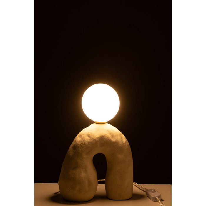 J-Line Tafel Lamp boog glas globe aardewerk beige-Tafellampen-J-Line