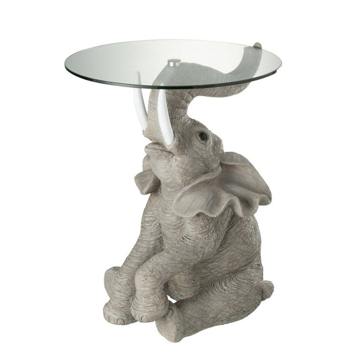 J-Line Tafel Olifant poly/glas grijs-Salontafels-J-Line