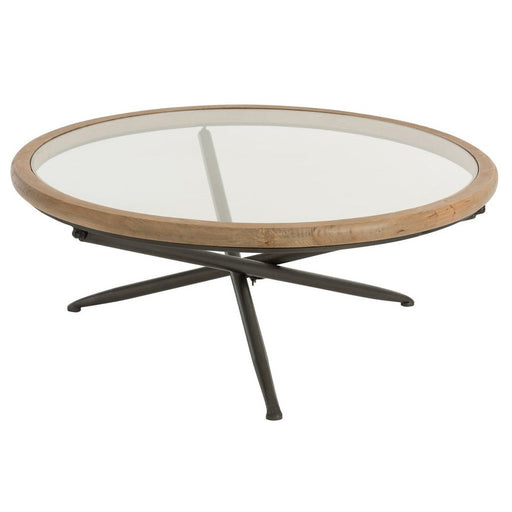 J-Line Tafel Rond hout/glas bruin large-Eettafels-J-Line