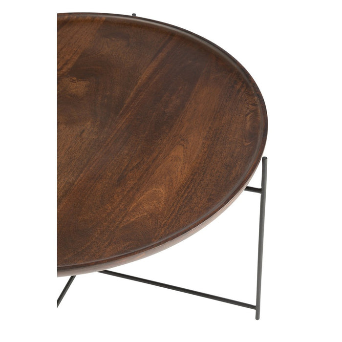 J-Line Tafel Rond ijzer/mangohout bruin/zwart-Salontafels-J-Line