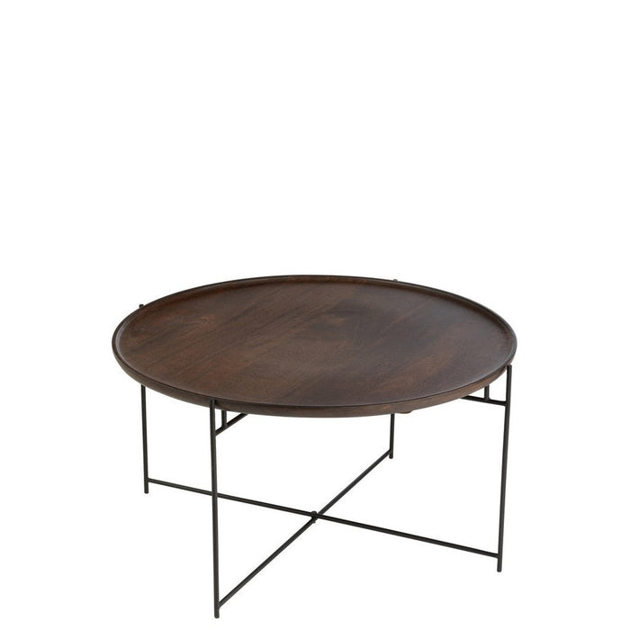 J-Line Tafel Rond ijzer/mangohout bruin/zwart-Salontafels-J-Line