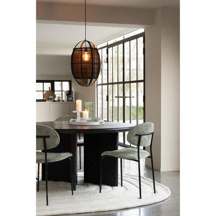 J-Line Tafel Rond teak hout zwart-Eettafels-J-Line