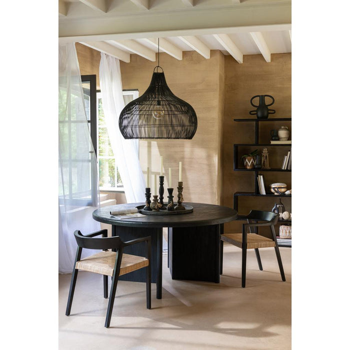 J-Line Tafel Rond teak hout zwart-Eettafels-J-Line