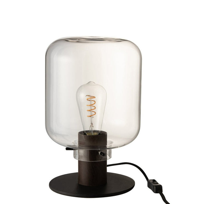 J-Line Tafellamp Kiyu glas/staal transparant/zwart-Tafellampen-J-Line
