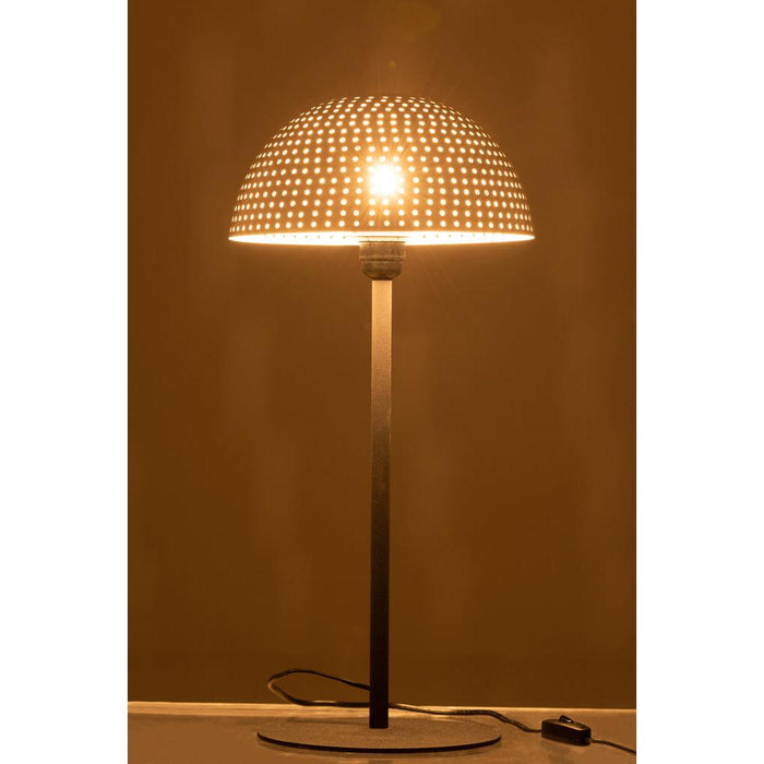 J-Line Tafellamp Paddenstoel bolletjes metaal blinkend wit/zwart large-Tafellampen-J-Line