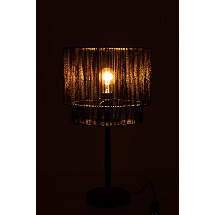 J-Line Tafellamp Paul touw metaal zwart-Tafellampen-J-Line