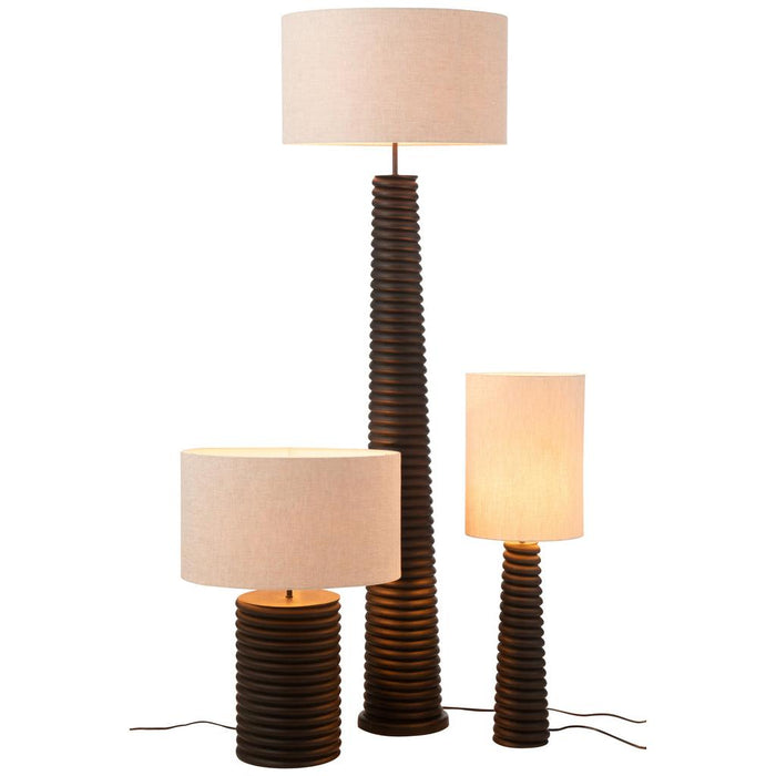 J-Line Tafellamp Schroefdraad wijd ailanthus hout zwart/grijs-Tafellampen-J-Line