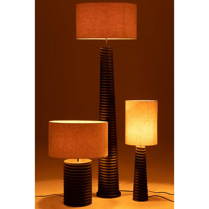 J-Line Tafellamp Schroefdraad wijd ailanthus hout zwart/grijs-Tafellampen-J-Line