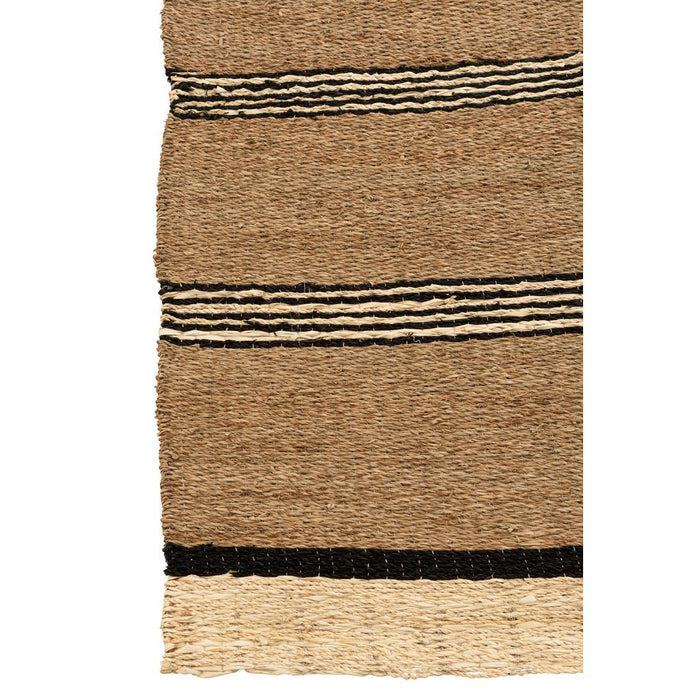 J-Line Tapijt Gevlochten zeegras-palmblad naturel/zwart-Rechthoekige vloerkleden-J-Line